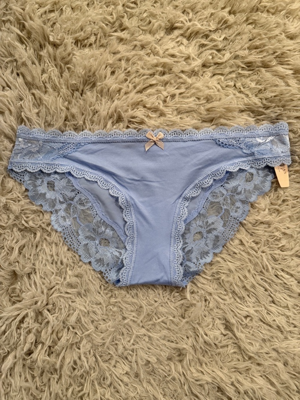 NWT 2014 Victoria's Secret Blue Lace Cheekini Panty Extra Small